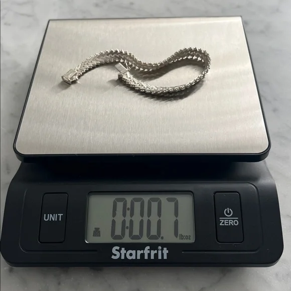 Vintage 1980s Sterling Silver 925 V Shaped Chain Link Statement Bracelet - Picture 8 of 8